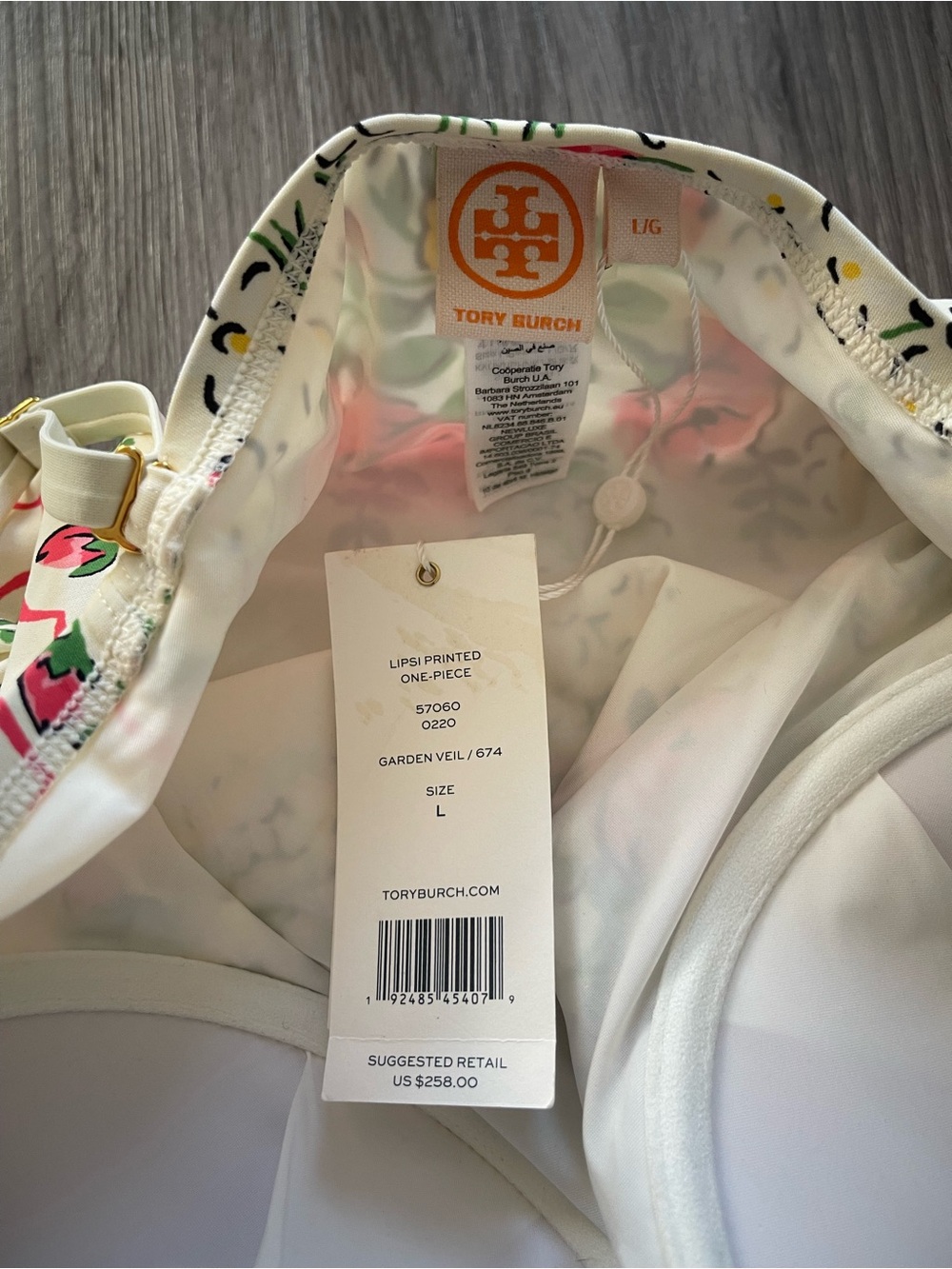 NWT Tory Burch LIPSI White Floral One-Piece Swimsuit garden veil - Picture 3 of 9